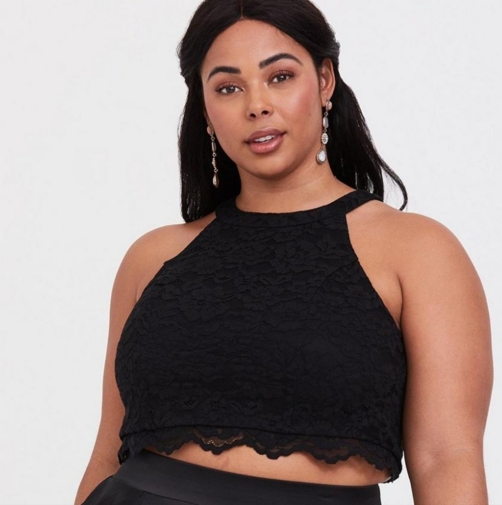 NWT Black Lace Halter Style Top